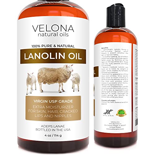 velona Lanolin Oil USP Grade - Moisturizing Carrier Oil for Hair, Skin & Body - 4 fl oz