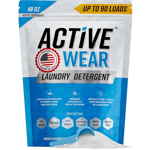 Active Wear Laundry Detergent - Plant-Based Enzyme Odor Remover for Gym Clothes - 90 Loads