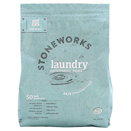 Grab Green Stoneworks Laundry Detergent Pods - Deep Clean, Odor Removal, Hypoallergenic - 50 Count