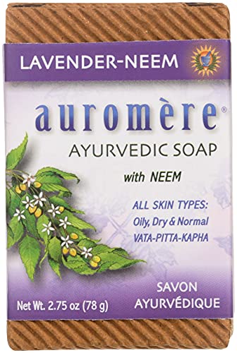 Auromere Ayurvedic Bar Soap - Lavender & Neem, Handmade, Vegan, Non-GMO - 2.75 oz