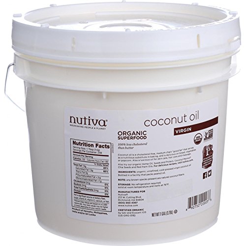 Nutiva Virgin Coconut Oil - Nutrient-Dense, Versatile for Diets, 1 Gallon, Non-GMO