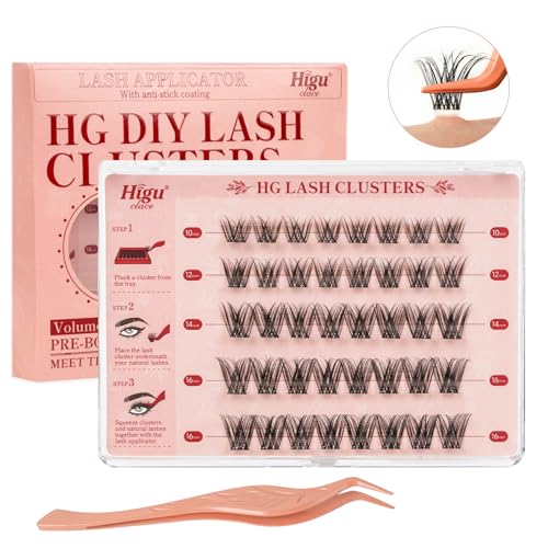 Higu Self Adhesive Lash Clusters - Easy Application, No Glue, Comfortable & Reusable - 40pcs 10-16mm