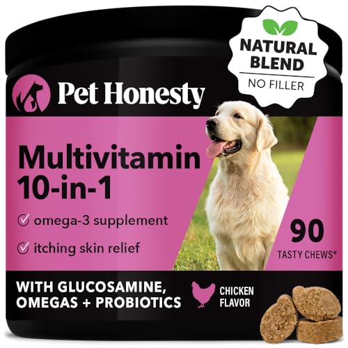 Pet Honesty Dog Supplement - 10-in-1 Health Support, Probiotics & Omega-3s - Chicken Flavor, 90 ct