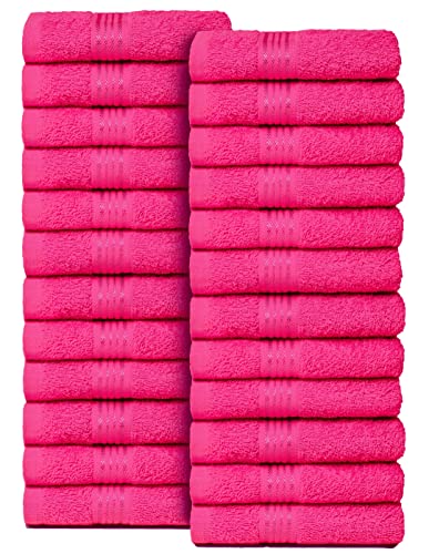 Belizzi Home Ultra Soft Cotton Washcloths - Highly Absorbent, Safe for Daily Use - 24 Pack, Hot Pink