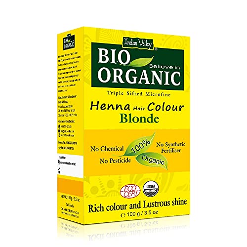 Indus Valley Bio Organic Henna Hair Dye - 100% Gray Coverage, Vegan, Certified Organic - 100gm