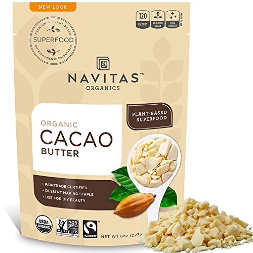 Navitas Organics Cacao Butter - Nourishing Moisturizer, Organic & Fair Trade - 8oz