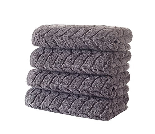 Bagno Milano Turkish Cotton Towel Set - Ultra-Soft, Quick-Dry, Plush & Absorbent - Grey, 4 Pcs