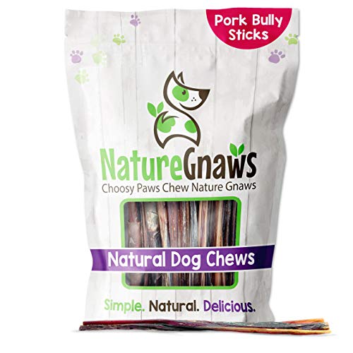 Nature Gnaws Dog Treats - Natural Pork Bully Sticks for Dental Health, 15 Count, 5-6"