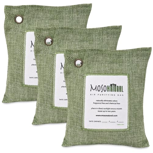 Moso Natural Air Purifying Bag - Odor Eliminator, Chemical-Free, 200g (3 Pack) for Home & Car