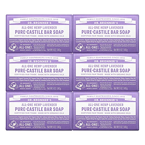 Dr. Bronner's Body Soap - Gentle Moisturizing Cleanser with Organic Oils - Lavender, 5oz, 6-Pack