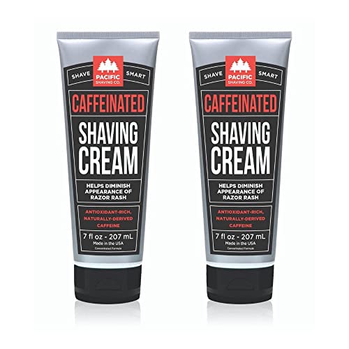 Pacific Shaving Company Caffeinated Shaving Cream - Hydrating, Redness-Reducing, 7oz (2 Pack)