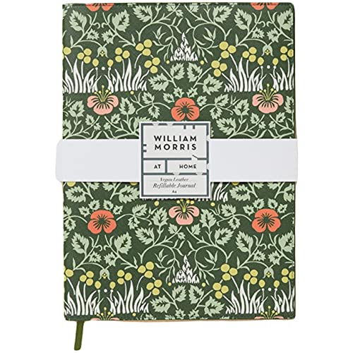 William Morris At Home Refillable Vegan Leather Journal - Vibrant Eyebright Design, A4