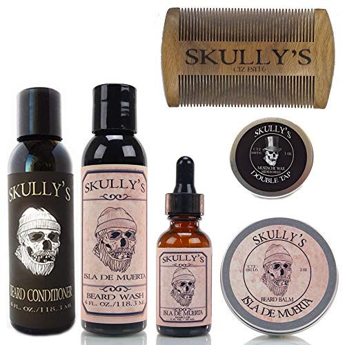 Skully's Isla De Muerta Beard Care Kit - Nourishing Oil, Balm, Wash & Comb, Coconut-Pineapple