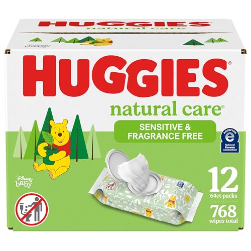 Huggies Natural Care Sensitive Baby Wipes - Hypoallergenic, 99% Purified Water - 12 Packs