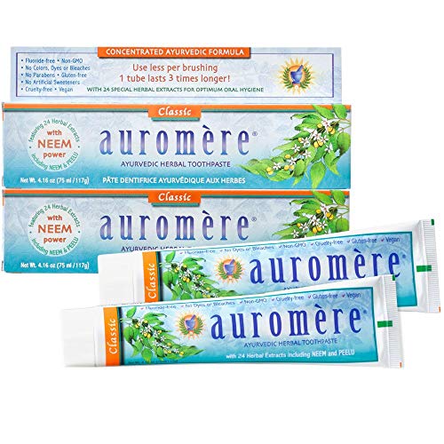 Auromere Ayurvedic Toothpaste - Natural Licorice Flavor, Herbal Extracts, Vegan - 2 Pack, 4.16oz