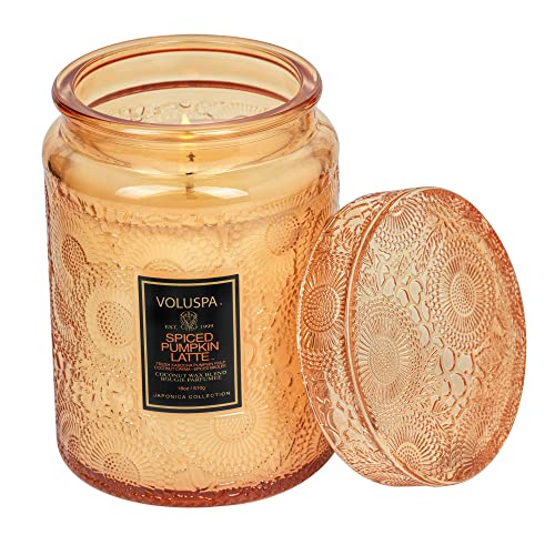 Voluspa Spiced Pumpkin Latte Candle - Long-Lasting Aroma, Vegan, Coconut Wax - 18oz