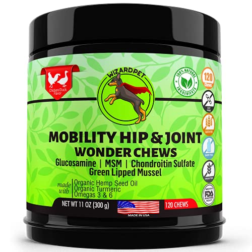 WIZARDPET Advanced Hemp Hip & Joint Supplement - Supports Mobility & Joint Health - 120 Chews