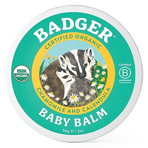 Badger Baby Balm - Soothing Moisturizer for Cradle Cap & Diaper Rash, Organic - 2 oz