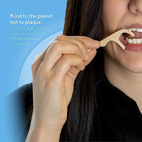 The Humble Co. Floss Picks - Plant-Based Dental Floss for Oral Care, Mint Flavor - 200 Count