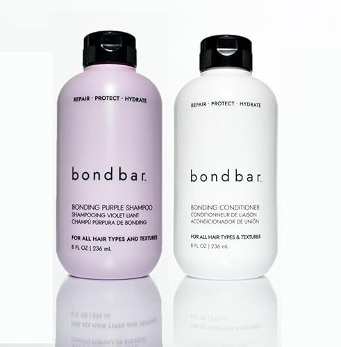 Bondbar Purple Shampoo & Conditioner Set - Repairs & Hydrates Lightened Hair, Vegan - 8 Fl. Oz