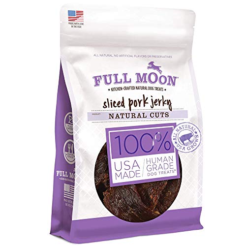 Full Moon Natural Cut Pork Jerky Dog Treats - Human-Grade, Grain-Free, 10oz