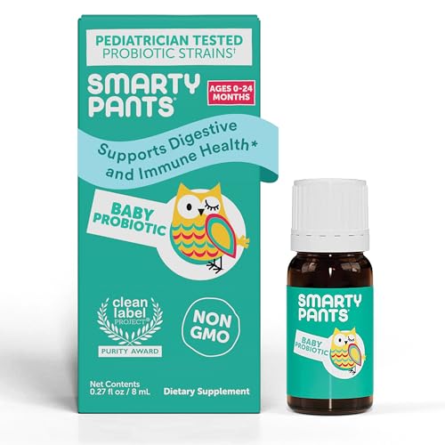 SmartyPants Baby Probiotic Drops - Digestive & Immune Support, Vegan, Gluten Free - 30 Day Supply