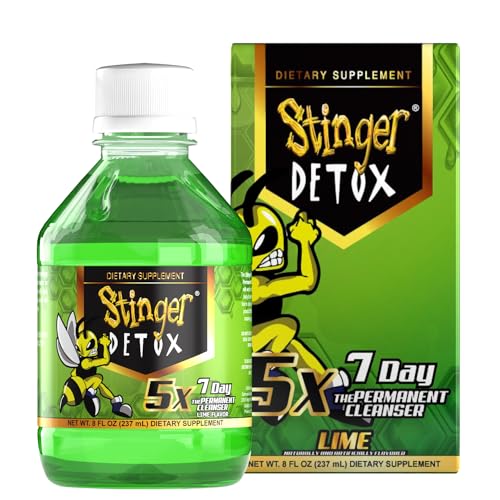 Stinger Detox 5X Drink - Whole Body Detox, All-Natural Ingredients - Lime Flavor, 8 FL OZ