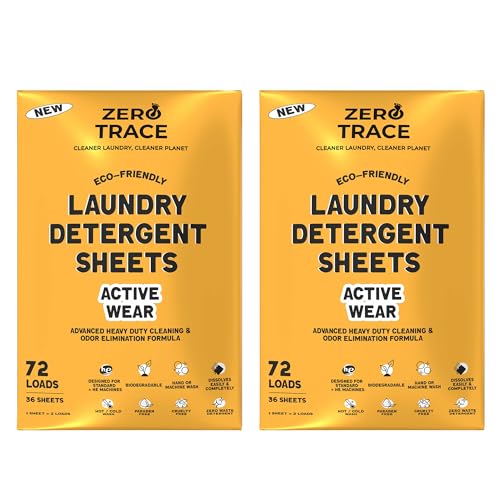 Zero Trace Laundry Detergent Sheets - Powerful Stain Removal, Plastic-Free, Fresh Scent - 144 Loads