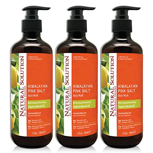 Natural Solution Body Wash - Nourishing Organic Marula Oil & Himalayan Salt - 17 fl oz Pack of 3