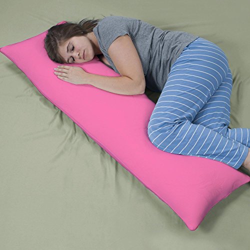 Crescent Body Pillow Covers - Soft, Hypoallergenic 100% Natural Cotton, 21"x54" (2 Pack, Pink)