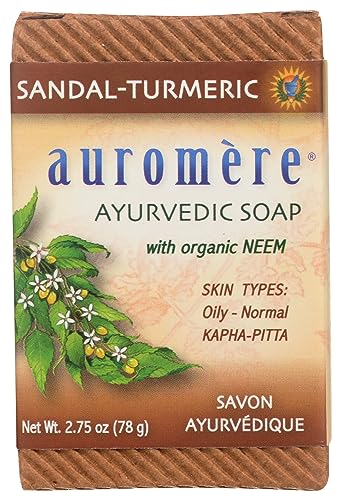 Auromere Sandal Turmeric Bar Soap - Natural, Non-GMO, Nourishing Clean - 2.75 oz, Pack of 12