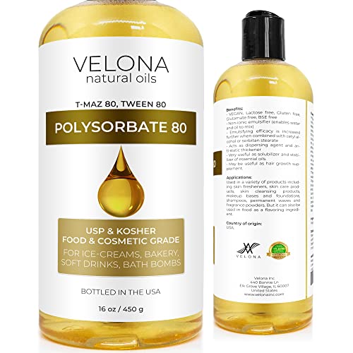 Velona Polysorbate 80 - Solubilizer for Food & Cosmetics, All Natural, 16 Fl Oz