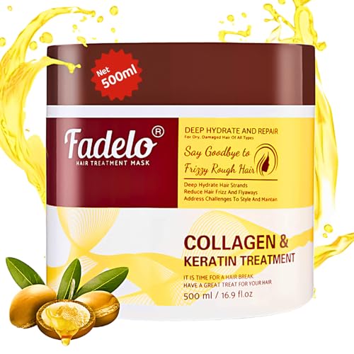 Collagen+Keratin Hair Mask - Deep Conditioning with Argan Oil & Vitamin E for All Hair Types - 500ml