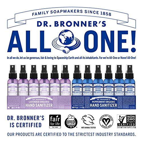 Dr. Bronner's Hand Sanitizer Spray Pack - Organic Lavender & Peppermint, No Harsh Chemicals - 6-Pack