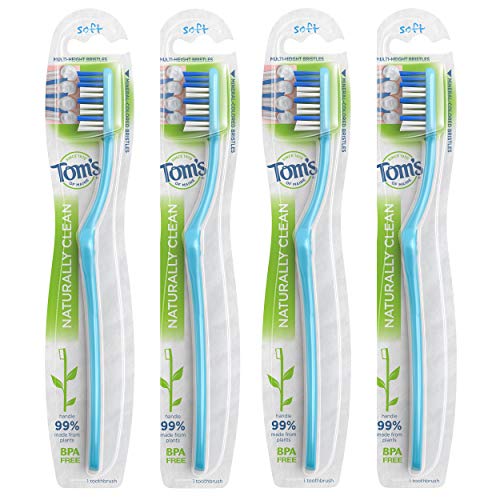 Tom's of Maine Toothbrush - Soft Bristles, Plant-Based Handle, BPA-Free - 4-Pack