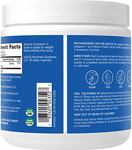 Natural Vitality Calm Magnesium Supplement - Supports Mood & Stress Relief, Sweet Lemon - 8 oz