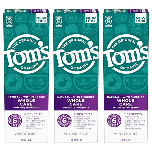 Tom's of Maine Whole Care Toothpaste - Fluoride & Natural Whitening, Wintermint - 3x4oz