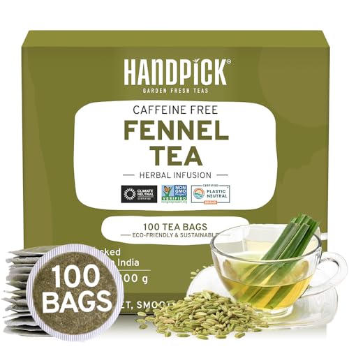 HANDPICK Fennel Tea Bags - Smooth & Sweet Herbal Infusion, Caffeine Free, 100 Bags