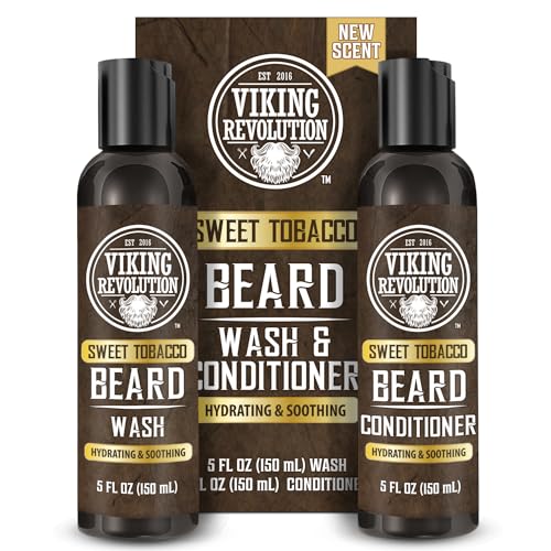 Viking Revolution Beard Care Set - Softens, Hydrates & Nourishes with Argan & Jojoba Oils - 5oz