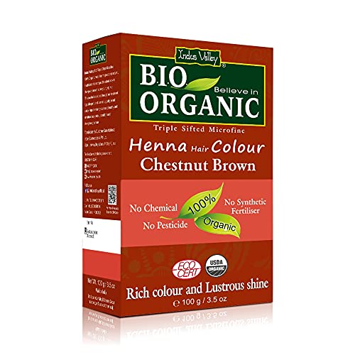 Indus Valley Bio Organic Henna Hair Color - 100% Natural, Conditioning, Chestnut Brown - 100gm