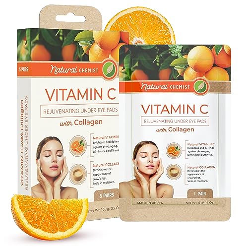 Natural Chemist Vitamin C & Collagen Eye Pads - Brightens & Reduces Puffiness - 5 Pairs