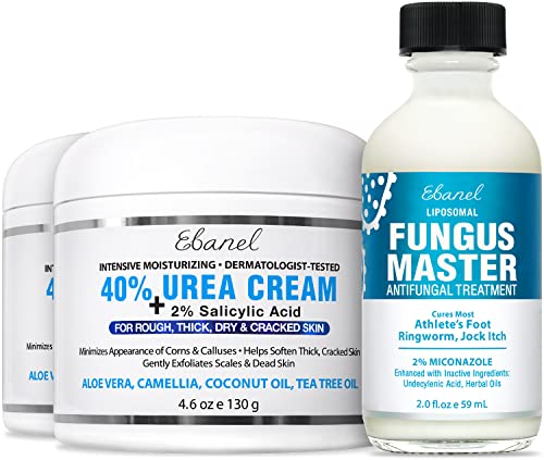 Ebanel Foot Cream Bundle - 40% Urea & Antifungal Relief for Dry, Cracked Skin - 4.6oz & 2oz