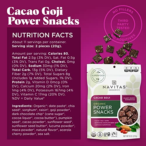 Navitas Organics Superfood Power Snacks - Antioxidant-Rich Cacao & Goji, Organic, 8oz