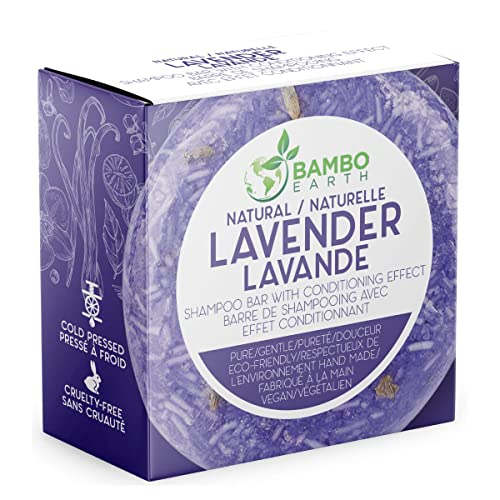 BAMBOEARTH Shampoo Bar - 100% Organic Lavender Hair Care, Plant-Based Oils, 3.5oz