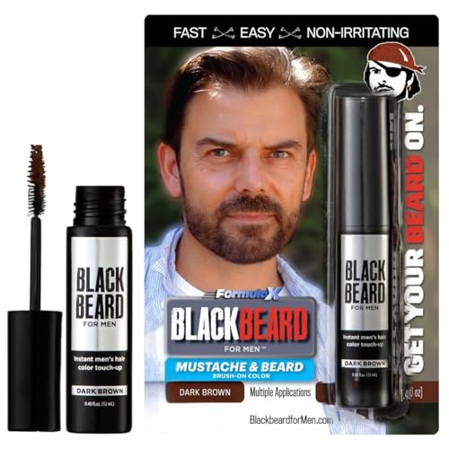 Blackbeard Formula X Beard Dye - Instant Gray Coverage, Hypoallergenic - Dark Brown, 1 Pack