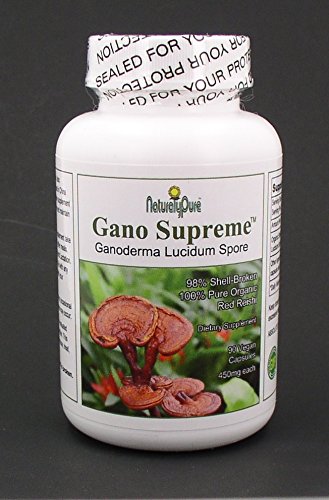 NaturalyPure Gano-Supreme - 100% Organic Red Reishi Spore, Vegan, USA Made - 90 Caps