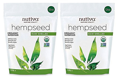 Nutiva Organic Raw Shelled Hempseed - Nutrient-Dense Omega-3s, Non-GMO, 12oz (Pack of 2)