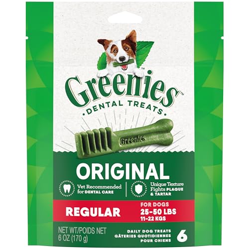 Greenies Original Dog Treats - Natural Dental Care, Vet Recommended, 6 oz Pack (6 Treats)