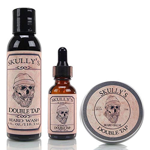 Skully's Men's Grooming Set - Nourishing Beard Oil, Balm & Wash, Barbershop Scent - 7oz