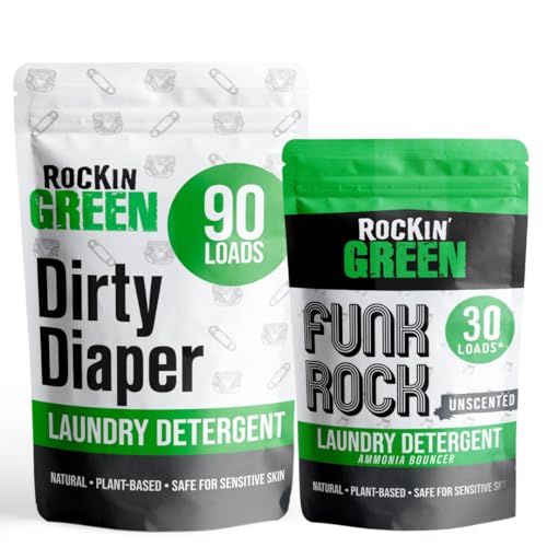 Rockin' Green Laundry Detergent - Gentle on Baby's Skin, Non-Toxic & Biodegradable - 90 Loads